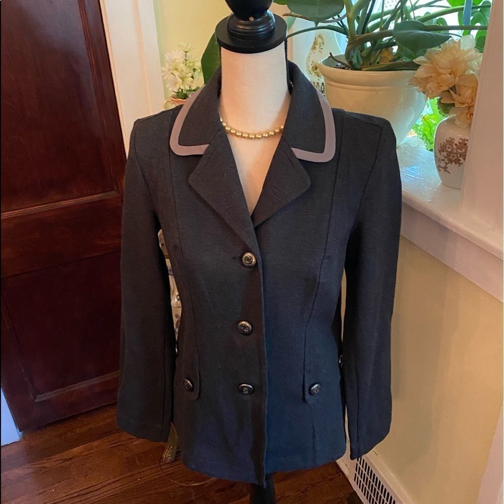 *Cabi* Sz S Gray *Chic* Ponte Crew Blazer Jacket Stretch